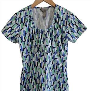 Short Sleeve Tee In Green/Blue/Black Abstract Print Super Soft